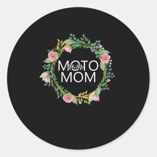 Moto Mom Motocross Mother Motorcycle Biker Gift Classic Round Sticker