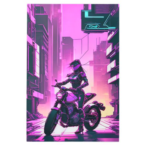 Moto Night Ride Metal Print