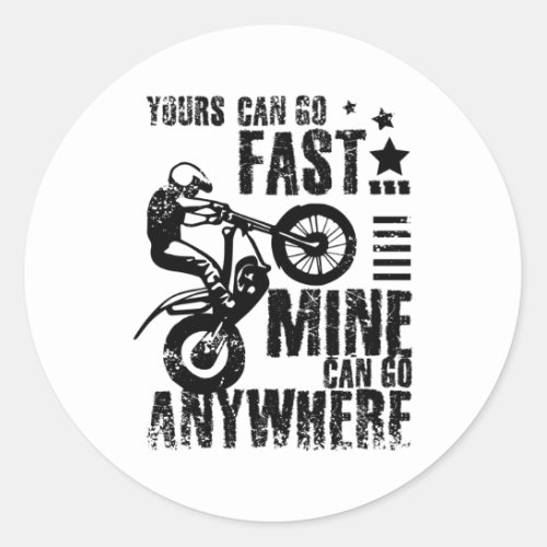 Moto trial bike fast classic round sticker