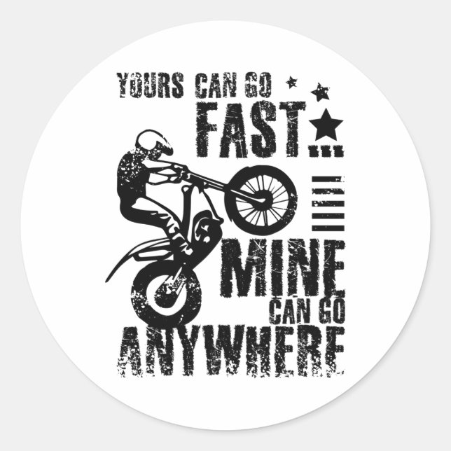 Moto trial bike fast classic round sticker (Front)