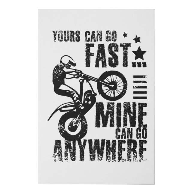 Moto trial bike fast faux canvas print (Front)
