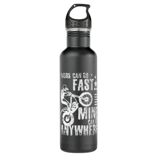 Moto trial bike stainless steel water bottle (Front)