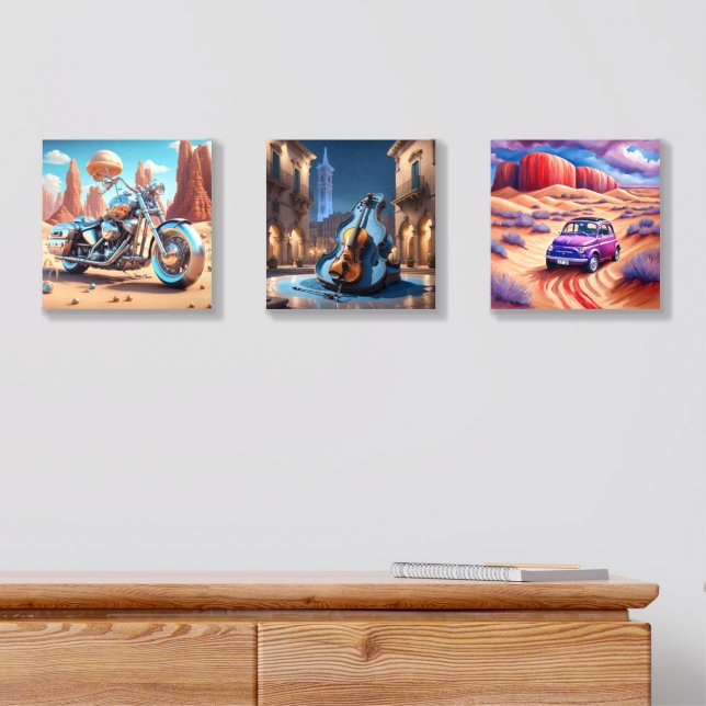 Motocicle, car and violin foam core photo tile  (Dresser)