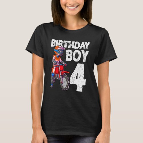 Motocross 4th Birthday Kids Mx 4 Year Old Dirt Bik T_Shirt