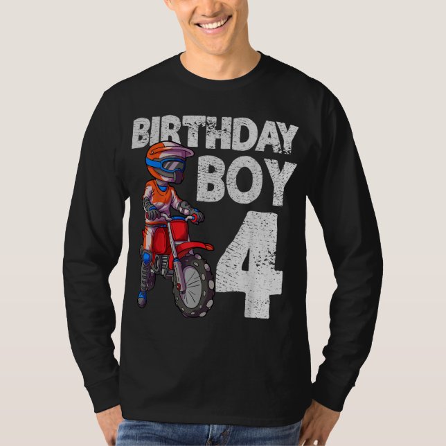 Motocross 4th Birthday Kids MX 4 Year Old Dirt Bik T-Shirt (Front)