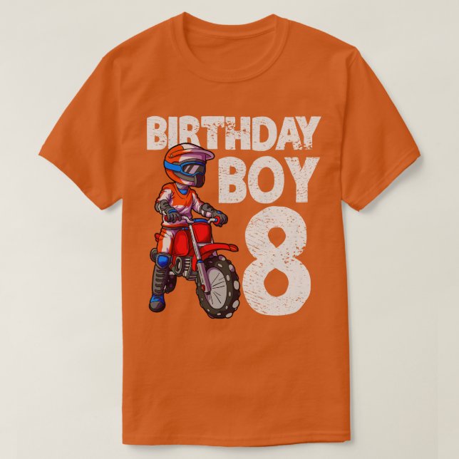 Motocross 8th Birthday Kids MX 8 Year Old Dirt Bik T-Shirt (Design Front)