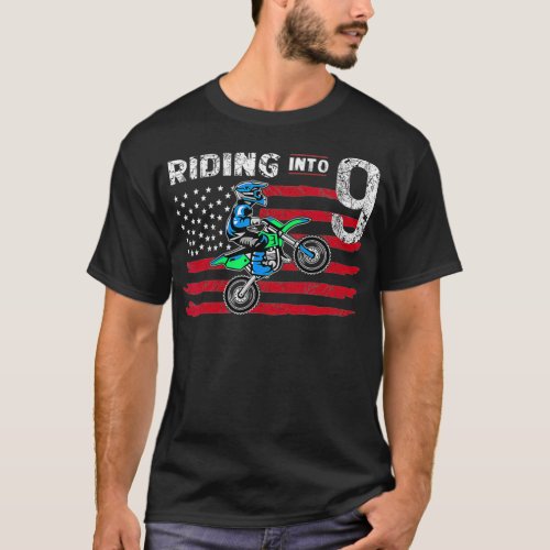 Motocross 9 Years Old Dirt Bike 9th Birthday Party T_Shirt