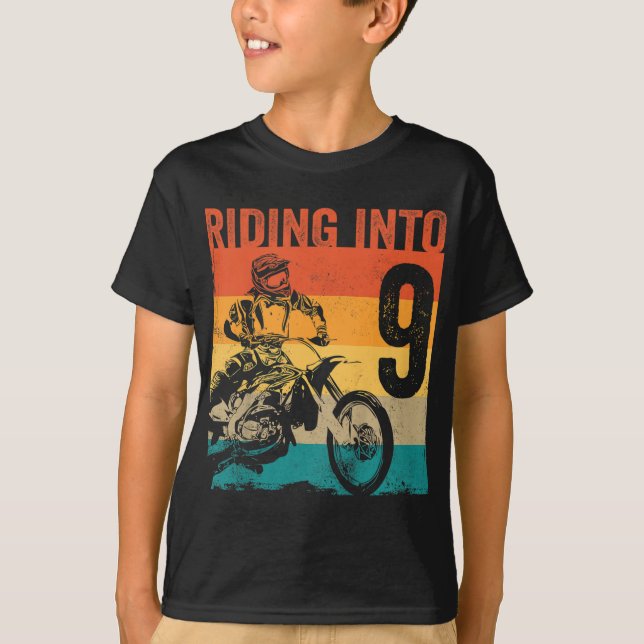 Motocross 9 Years Old Dirt Bike 9th Birthday Party T-Shirt (Front)