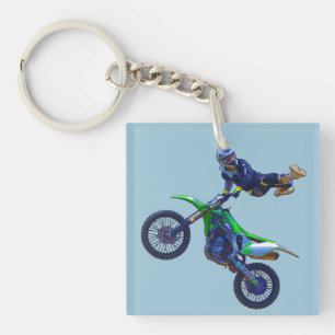 Motocross Aerial Stunt Display Champion Keychain