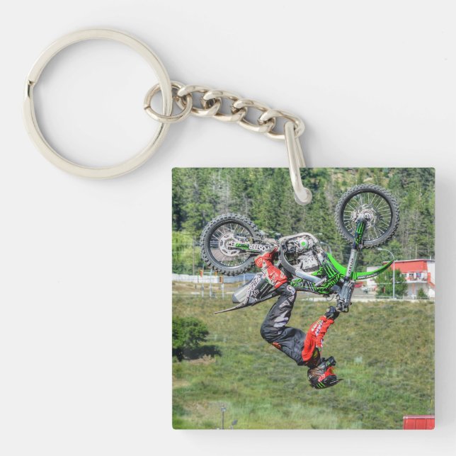 Motocross Aerial Stunt Display Champion Keychain (Front)