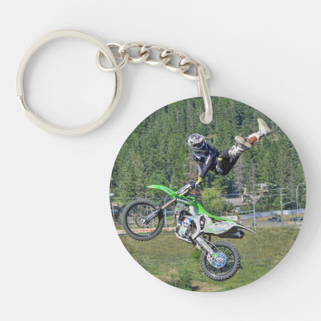 Motocross Aerial Stunt Display Champion Keychain (Front)