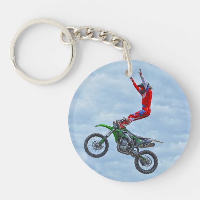 Motocross Aerial Stunt Display Champion Keychain (Front)