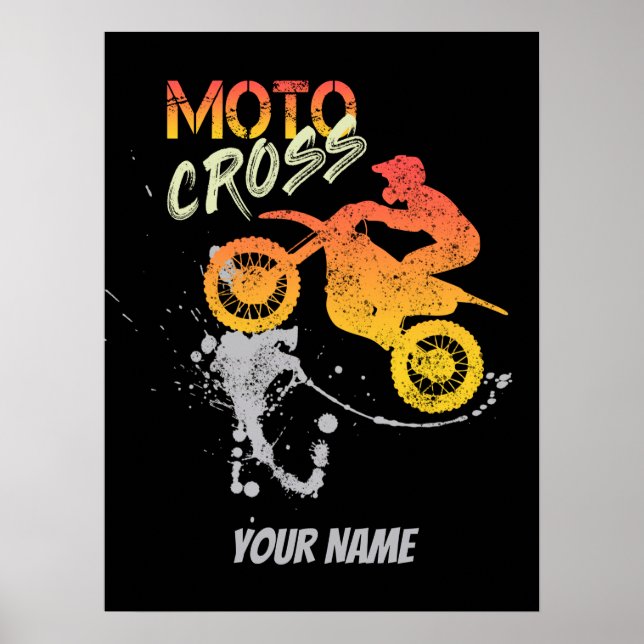 Motocross Biker for Motorbike and Motorcycle vinta Poster (Front)