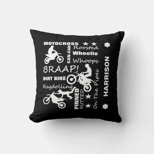 Motocross Biker Supercross Dirt Bike Throw Pillow (Front)