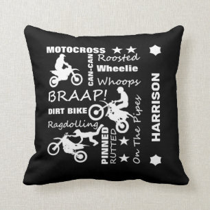 Motocross Biker Supercross Dirt Bike Throw Pillow