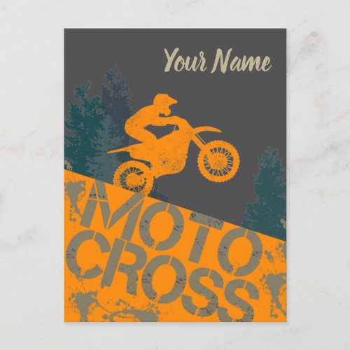 Motocross Biker vintage Motorbike and Motorcycle D Postcard