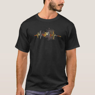 Motocross Biking Heartbeat Ekg Pulse Motocross Bik T-Shirt