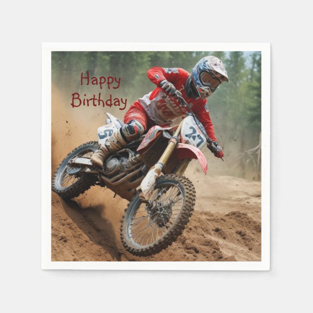 Motocross Birthday Napkins (Front)