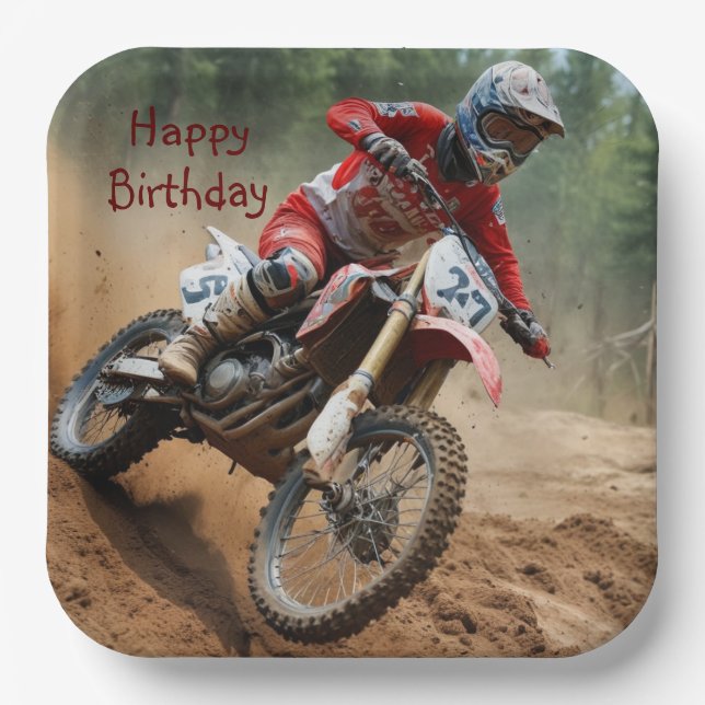 Motocross Birthday Paper Plates (Front)