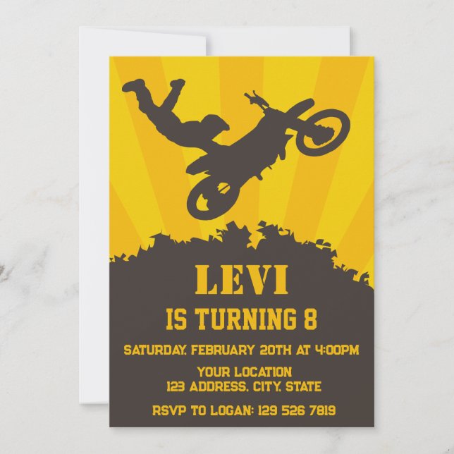 Motocross Birthday Party Invitation (Front)