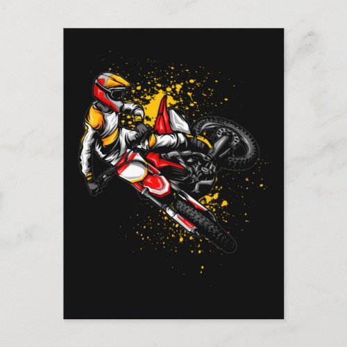 Motocross Boys Colorful Dirt Bike Rider Postcard