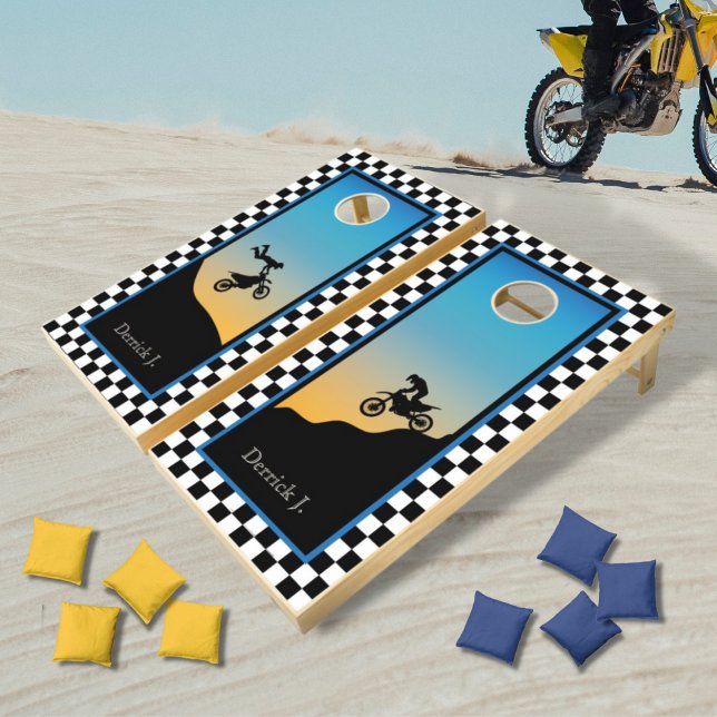 Motocross Checkered Cornhole Set (Creator Uploaded)