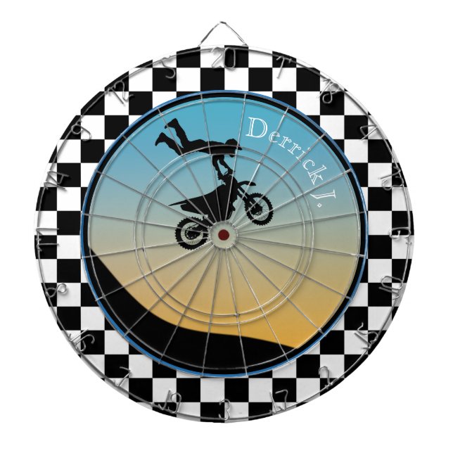 Motocross Checkered Dart Board (Front)