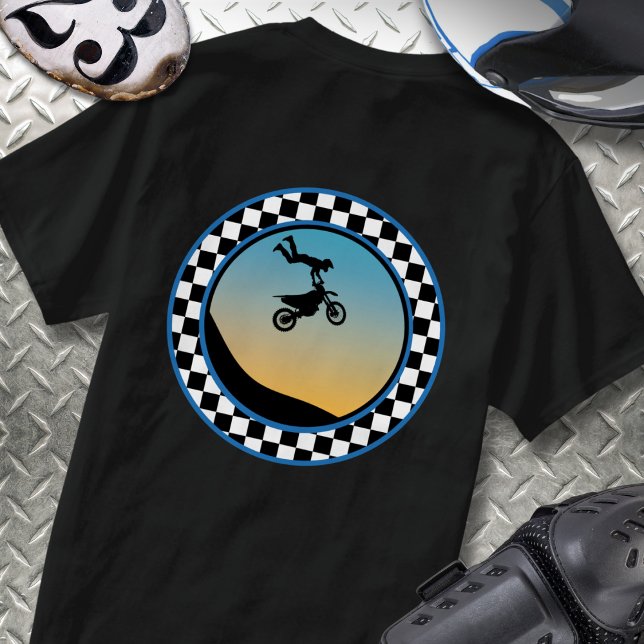 Motocross Checkered Round Design T-Shirt (Creator Uploaded)