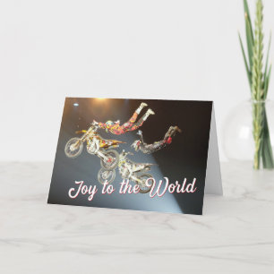 Motocross Christmas holiday Joy to the World Card