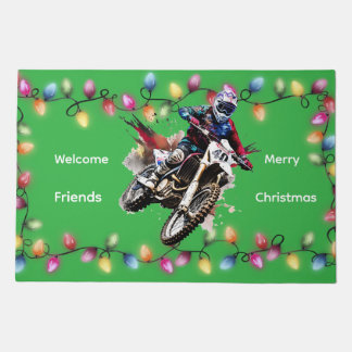 Motocross Christmas Welcome Friends Doormat