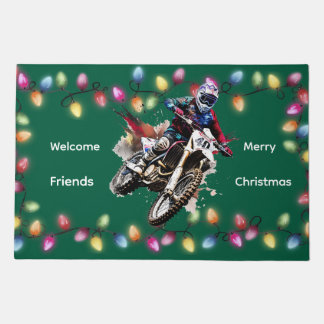 Motocross Christmas Welcome Friends Doormat