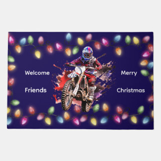 Motocross Christmas Welcome Friends Doormat