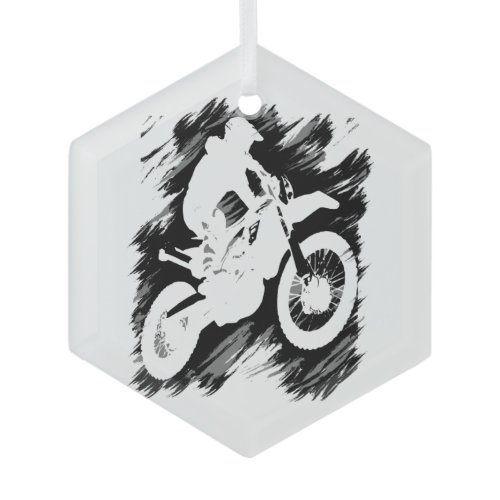 Motocross Competitive Sport Motorcycle Racing  Glass Ornament