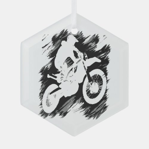 Motocross Competitive Sport Motorcycle Racing  Glass Ornament