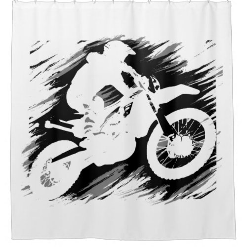 Motocross Competitive Sport Motorcycle Racing Shower Curtain