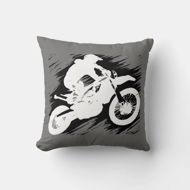 Motocross Competitive Sport Motorcycle Racing Throw Pillow (Front)