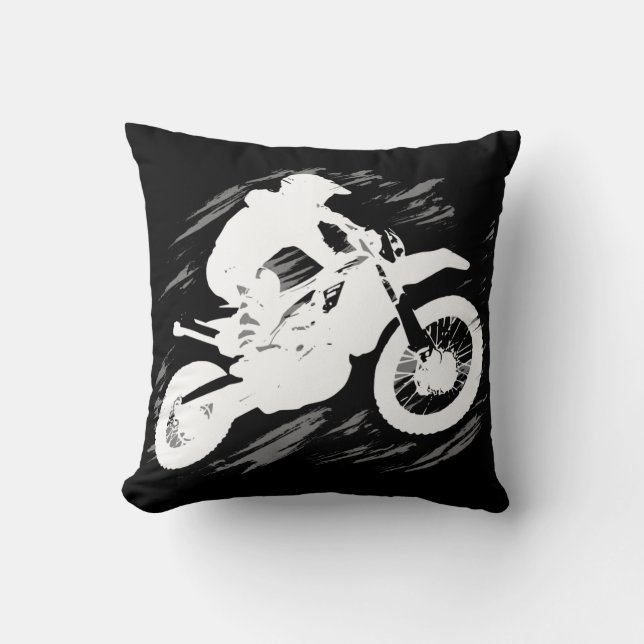 Motocross Competitive Sport Motorcycle Racing Throw Pillow (Front)