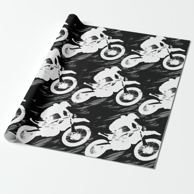 Motocross Competitive Sport Motorcycle Racing Wrapping Paper (Unrolled)