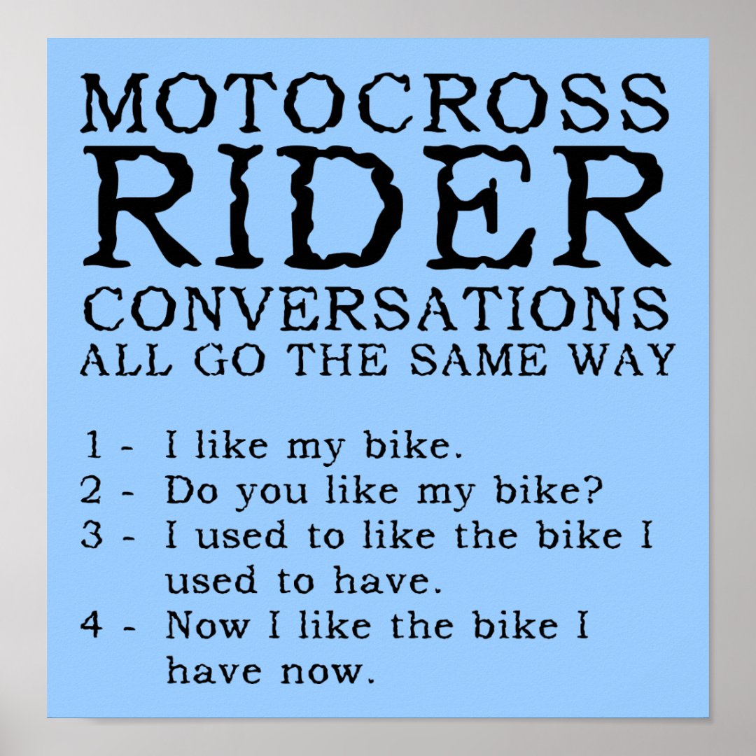 Motocross Conversations Funny Dirt Bike Poster Sig Zazzle