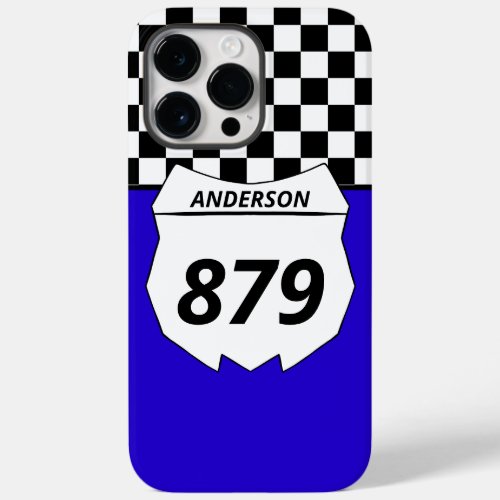 Motocross Custom Dirt Bike Number Plate on Blue Case_Mate iPhone 14 Pro Max Case