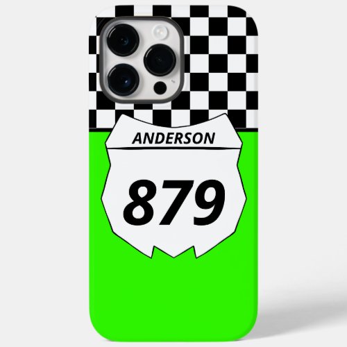 Motocross Custom Dirt Bike Number Plate on Green Case_Mate iPhone 14 Pro Max Case