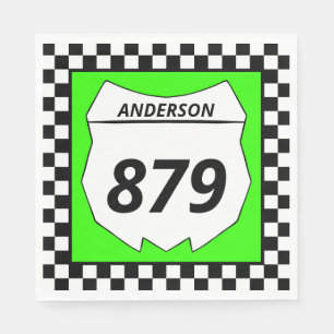 Motocross Custom Dirt Bike Number Plate on Green Napkins