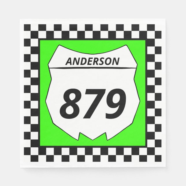 Motocross Custom Dirt Bike Number Plate on Green Napkins (Front)