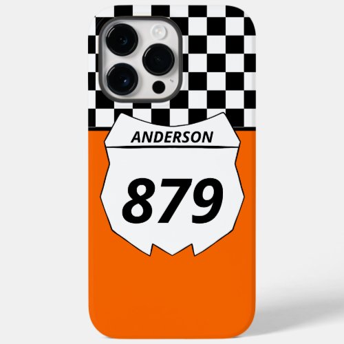 Motocross Custom Dirt Bike Number Plate on Orange Case_Mate iPhone 14 Pro Max Case