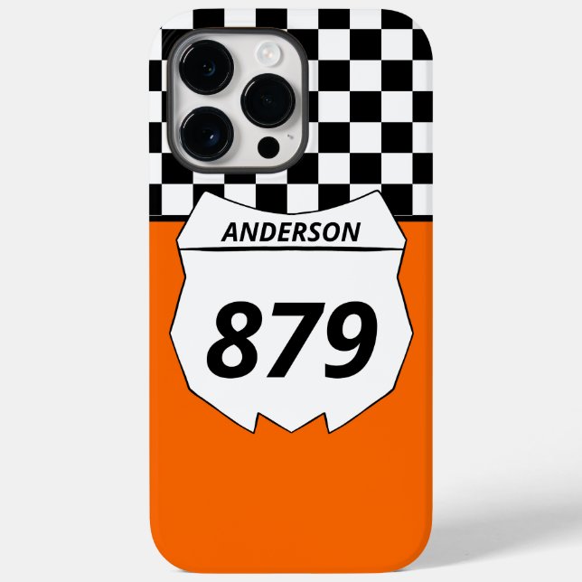 Motocross Custom Dirt Bike Number Plate on Orange Case-Mate iPhone Case (Back)