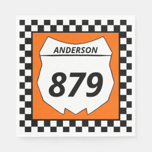 Motocross Custom Dirt Bike Number Plate on Orange Napkins