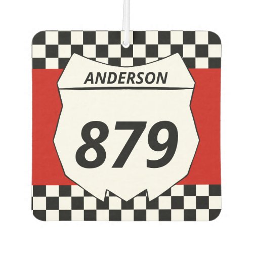 Motocross Custom Dirt Bike Number Plate on Red Air Freshener