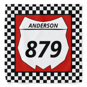 Motocross Custom Dirt Bike Number Plate on Red Bandana