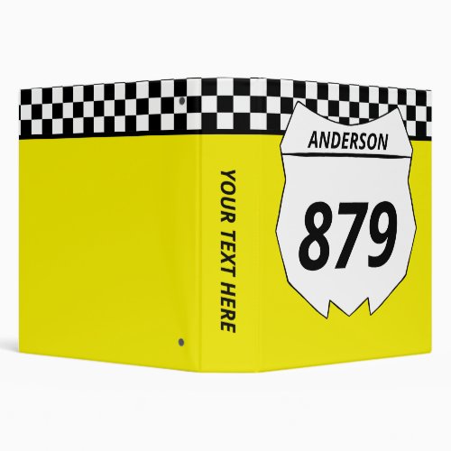 Motocross Custom Dirt Bike Number Plate on Yellow 3 Ring Binder