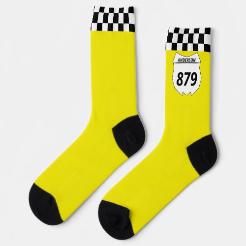 Motocross Custom Dirt Bike Number Plate on Yellow Socks